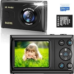 4K Compact Digital Camera for Kids: 64MP Portable Camera with 32GB Card 18X Digital Zoom, Point and Shoot Camera-picture-21