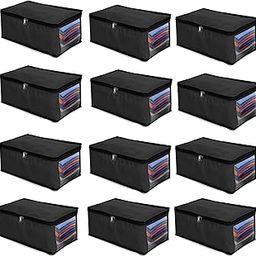 Foldable Closet Organizer, Shirt Cover | Shirt Organiser | Clothing Storage Box with Clear Window (Black,Pack of 12)-25