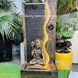 Classy Home Creation Shiv Big Cascade Water Fountain,Garden AntiqueColor Large for Home,Office Items for Living Room |Best Gift for Any Occasion. Vastu Indoor Outdoor Decor with Led Lights-image-93
