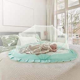 Classic Mosquito Net for Baby,Bottomless and Foldable Net for Baby Safe & Easy Use,Ensures Your Baby's Safe Sleep-135cmX65cmX65cm 0 to 3Years- Ocean Green-7