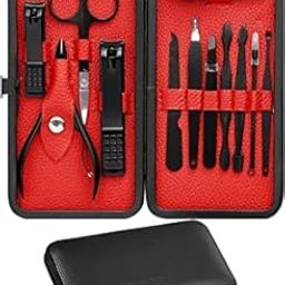 Manicure Set Nail Clippers, Stainless Steel Nail Scissors Grooming Kit, Acne needle, Blackhead Tools Leather traveling Case,-image-106