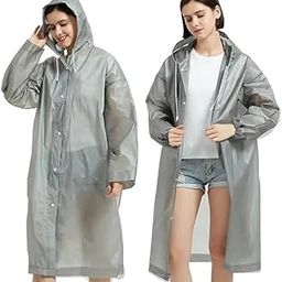 EVA Waterproof Rain Coat Hooded Universal Outdoor Water Resistant Portable Suit for Men Women Boys & Girls (Light Grey)-19
