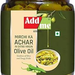 Add me Chilli Pickle in Olive Oil 500gm, Hari mirch ka Achar in Olive Oil 500 gm Glass jar Grocery | Spicy Green Chilli Pickle in Glass Bottle Pack of 1-image-23