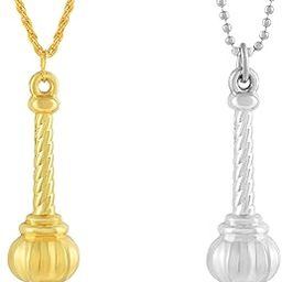 Brass Gold & Silverplated Combo of Hanuman Gada Bajrangbali Mace Hindu Spiritual Pendants (Pack of 2 Gada) CMGS6000-image-1