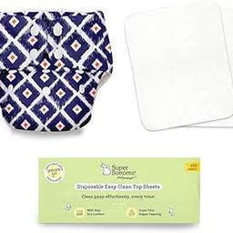 SuperBottoms BASIC Cloth Diapers for Babies Starter Kit | Reusable Diaper + Accessories – 1 Diaper Cover, 2 Inserts, 100 Disposable Liners | Beginner Friendly | Mess-Free - 3M – 3Y-picture-12