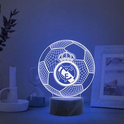 Gift Me Bazar 3D Illusion Football Desk Table Lamp Real Madrid Night Lamp | Automatic Color Changing Light & USB Powered | Bedside Table Lamp | Birthday Gift for Football Player-10