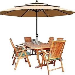 THESHELTERS 10 Ft 3 Tier Large Size Garden Umbrella, Outdoor Umbrella with Double Vented, Patio Umbrella with Stand and 8 Sturdy Ribs Perfect for Garden, Terrace, Lawn, Poolside-image-93