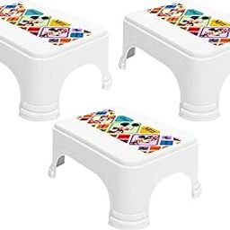 Homestic Disney Mickey Minnie Print Square Plastic Bathroom Stool, Adults Simple Style Stool Anti-Slip with Strong Bearing Stool for Home, Office, Kindergarten (Set of 3,-image-95