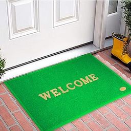 Kuber Industries Indoor Outdoor Anti-Slip Welcome Rubber Door Mat, Welcome Mat, 23"x15" (Green)-50KM01093-30