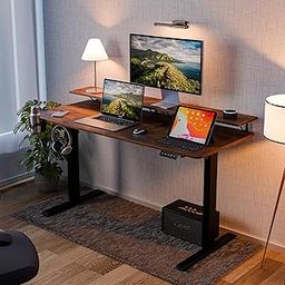 Green Soul Elevate Multi-Purpose Electric Height Adjustable Office Desk with Monitor Riser, Ergonomic Spacious Sit Stand Solution | Installation Provided (AntiqueWood)-0