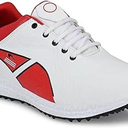 Men's Red and White Leather Lace-up Professional Golf Shoes 9UK-picture-9