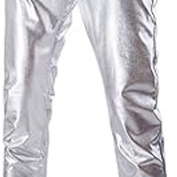 Mens Night Club Metallic Gold Suit Pants/Straight Leg Trousers 34/Tag Asian XXL Silver-image-43