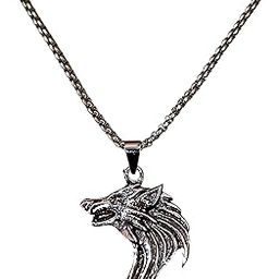 Animal Wolf Face Witcher Tough Pendant Stainless Steel with Long 24inch Round Box Chain Accessories for Men & Women-image-56