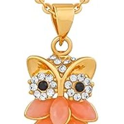 Gold Plated Nocturnal Owl Pendant with Crystals for girls and women (PAPS1101683PR)-13