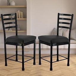 NEWTURN Pre-Assembled Metal Black Dining Chair with (Scratch Proof) Rubber Legs Living & Dining Room Home Durable Chair (18 inc.h Height from Ground to SEAT) (Black) with 2 Years Warranty-image-7