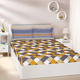 Amazon Brand - Solimo Serenade Slumber 140 TC 100% Cotton Double Bedsheet with 2 Pillow Covers, Soft and Smooth (Abstract, Multi-Color)-7