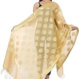 Women's Polly cotton Golden Printed banarsi work dupatta-image-12
