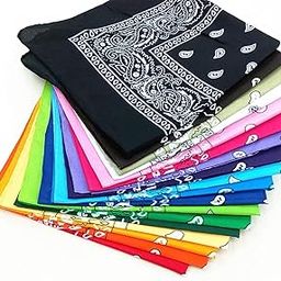 Bandanas for Men Women, Cotton Paisley Headbands Scarf Cowboy Bandana, Square Bandanas ideal for Hip-Hop Cycling - Also as Handkerchief/Neckerchief, green, 1-image-34