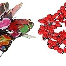 10 pcs Butterflies Stakes & 20 pcs Ladybugs Garden/Plant Décor, Multi Color, Small-image-59