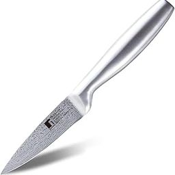 Bergner Argent Stainless Steel Paring Knife 8.75cm (3.5"), Damascus Design, Hollow Handle, Durable Kitchen Knife for Cutting, Chopping, Slicing etc, Easy to Use, Sharp and Stylish Culinary Tool-23