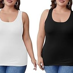 Compression Tank Cami - Tummy and Waist Control Body Shapewear Camisole for Women Pack of 2 Plus Size-49
