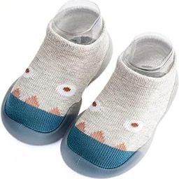 neska moda 6 To 12 Months Baby Boys & Girls Feet-Hugging Design Anti-Skid Silicon Sole Rubber Socks Shoes/Booties (Grey,Mint)-BT3507-picture-15