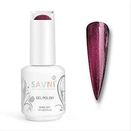 Savni Chameleon Cat Eye Gel Nail Polish Set, 2 Pieces with Magnet, Holographic Multichrome, 12ml Each (Cherry-297, 12)-image-2