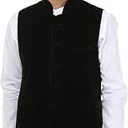 Men's Velvet Bandhgala Festive Red Nehru Jacket Waistcoat-image-24