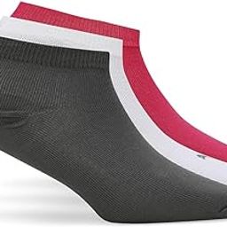 Cotton Unisex-Adult Sneaker 3P Unisex Ankle Length Socks, Black-Red-Grey Dawn, 39/42 (68829801)-image-14