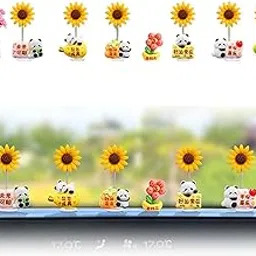7 PCS Car Decoration Items Interior, Sunflower Panda Set with Vase, Dashboard Accessories for Car Interior, Desk Decor Items, Cheerful Gift for Sunflower Lovers-image-70