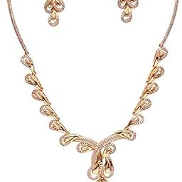 Gold Plated Necklace Jewelry Set with Earrings for Women & Girls - Traditional Design, Lightweight & Comfortable-SL-091-image-30