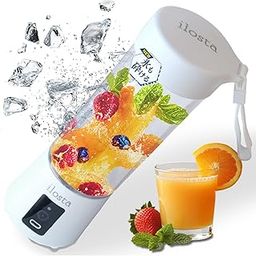ilosta Juicer, Blender, Ice Breaking, 6 Blades, Washable Body, Waterproof IPX7, 13.5 fl oz (400 ml), Small, Compact, Smoothie, Blender, Recipe Included, Cordless, High Speed Rotation, 22,000-0