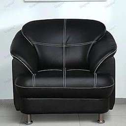 Sixpine Luxury Chesterfiled Sofa Set I Premium Leatherette Fabric I Metal Legs I only for Luxury Home (Black Leatherette, 1 Seater)-image-84
