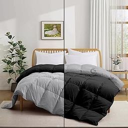 500 GSM Winter Comforter Single Size (60"X90") - Unique Design Heavy Winter Comforter 500 GSM Microfiber Fill - Duvet/Blanket Single Size - Black/Silver Grey Color-picture-4