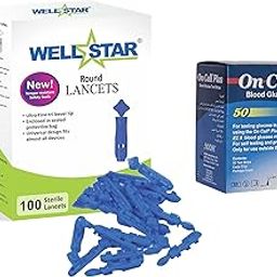 Wellstar ROUND Glucometer Lancets (100) with ONCALL PLUS 50 Test Strips Glucometer Lancets (100)-24