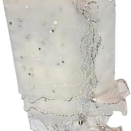 White Color Net Beaded Work With Latkans Design & Silver Lace Work Dupatta For Women-picture-28