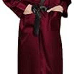 Premium Satin Robe for Men | Dressing Gown | Double Belt Closure | Contrast Collar | Soft Fabric | Worn off Guarantee | Luxury Robe for Men | Colour Wine Red-picture-36