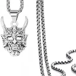 m men style Warrior Necklace Retro Hip Hop Style Pendant Men's Sweater Locket Silver Zinc And Metal Pendant Necklace Chain For Men And Women-picture-3