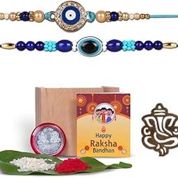 DarkShri Rakhi Combo Set 2 with Roli Chawal Pack - Rakhi for Brother, Bhai, Bhabhai, Evil EyeRakhi Combo B0017-image-61