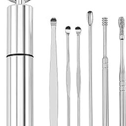 Gyanadh Portable Stainless Steel Spiral Ear Cleaning Ear-Picker Tool Set 6-Piece Cleaner Earpick Pick Digging Adult and Children Picking Tools Keychain Set of (1)-image-55