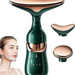 Face Slimming and uplift wand Anti Wrinkles 3-in-1 Beauty Massager for Face Neck Eyes Thermal and Vibration Technologies for Skin Care Glowing Smooth and Tightening Skin (Green)-22
