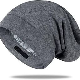 Silk Lined Sleep Cap for Women, Bonnet Hair Cover Sleep Night Hat Sleeping Slouchy Beanie Cap for Frizzy Hair-image-26