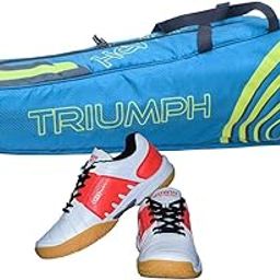Gowin Badminton Shoe Power White/Red Size-4 with Triumph Badminton Bag 304 Sky/Lime-image-17