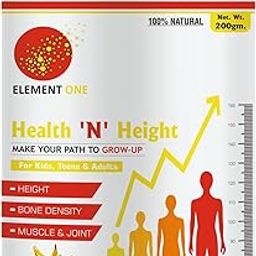 Element One Health 'N' Height Protein Supplement, 200g, For Kids, Teens & Childrens With Ashwagandha, Giloy, Babool, Arjun, and Ginger Daily Nutrition Support Banana Strawberry Flavour (3)-26