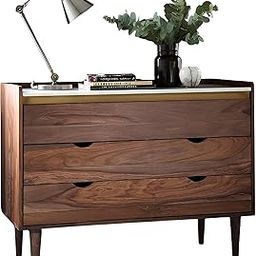 Suryavanshi Modern Sheesham Wooden Chest of Drawers, 4 Drawer Dresser, Walnut Finish with Brass Accent-image-71