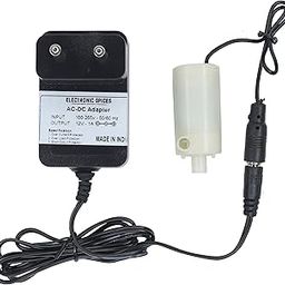 Electronic Spices Combo of 6V to 12V DC Mini Underwater Pump with 12V AC-DC Adaptor Plug-image-2