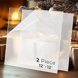 Tatub 2 Pack 1/8" Thick 12"x12" Clear Plexiglass Sheet, 3mm Acrylic Sheets for DIY Craft Projects, Cut to Size Acrylic Glass Sheets Signs, Plexi Glass Panel Acrylic Board for Laser Cutting-27