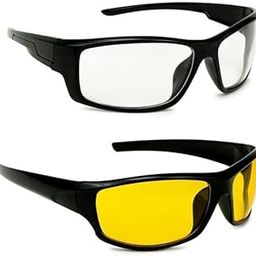 Saros Unisex Adult Wrap Non Polarized Sunglasses Multicolor Frame, White, Yellow Lens (Free Size) - Pack of 2-image-35