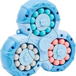 Hoxxu Magic Bean Rotating Cube, Magic Bean Toys Decompression Rotating Small Beads Magic , Creative Finger, Puzzle Toy Fun Learning , Stress Relief Fidget Gift for Kids (Blue)-12