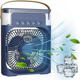 Drumstone (𝟏𝟓 𝐘𝐞𝐚𝐫𝐬 𝐰𝐚𝐫𝐫𝐚𝐧𝐭𝐲) Personal Mini Air Cooler – LED Fan with Timer, 3 Speed Settings & Spray Modes – Compact Cooling for Kitchen – Multicolor-picture-29